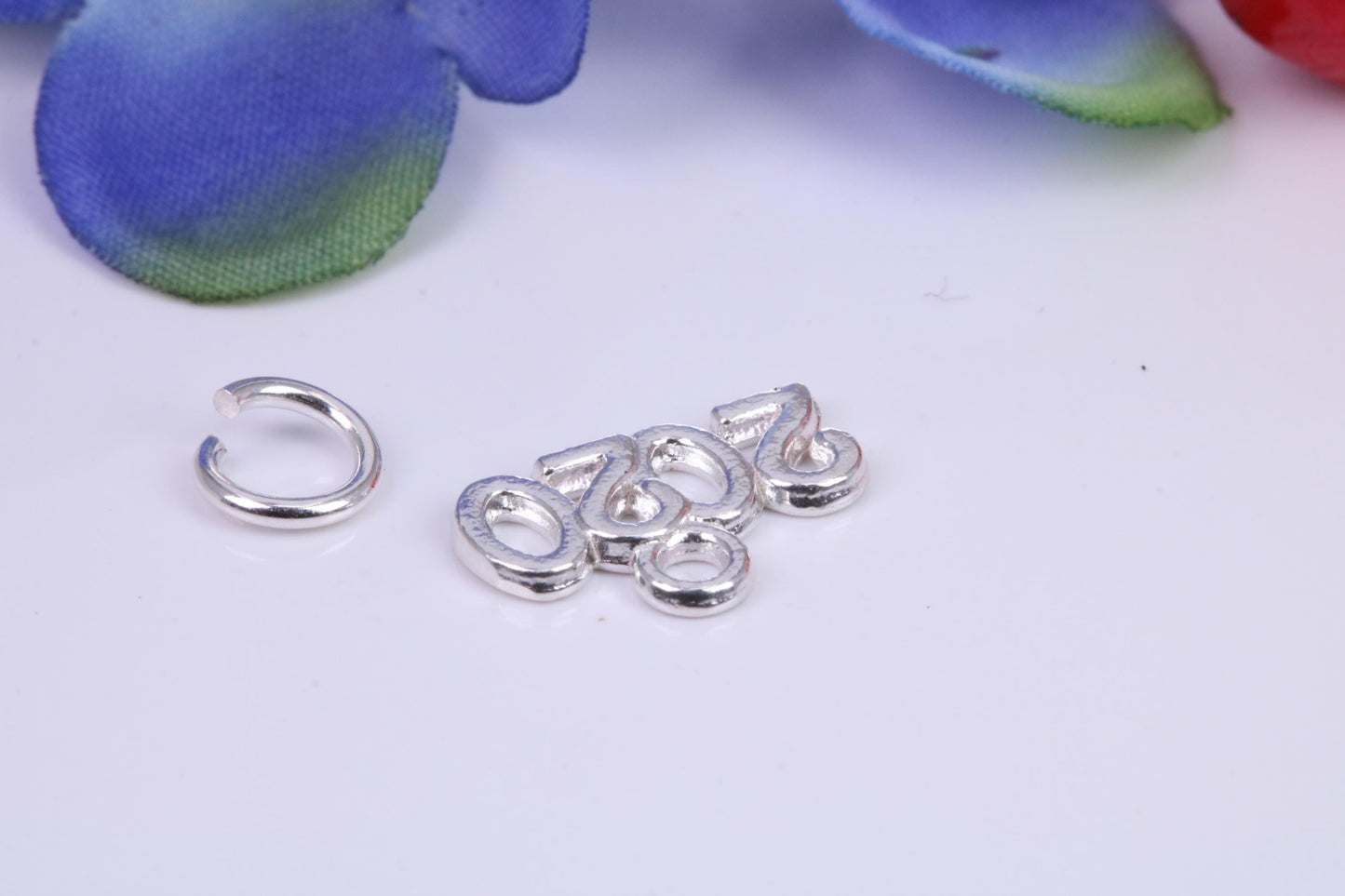 Year 2020 Charm, Traditional Three Dimensional Charm, Made from Solid Cast Silver