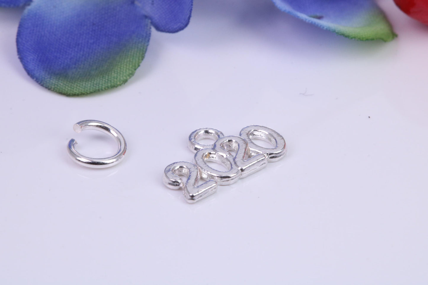 Year 2020 Charm, Traditional Three Dimensional Charm, Made from Solid Cast Silver