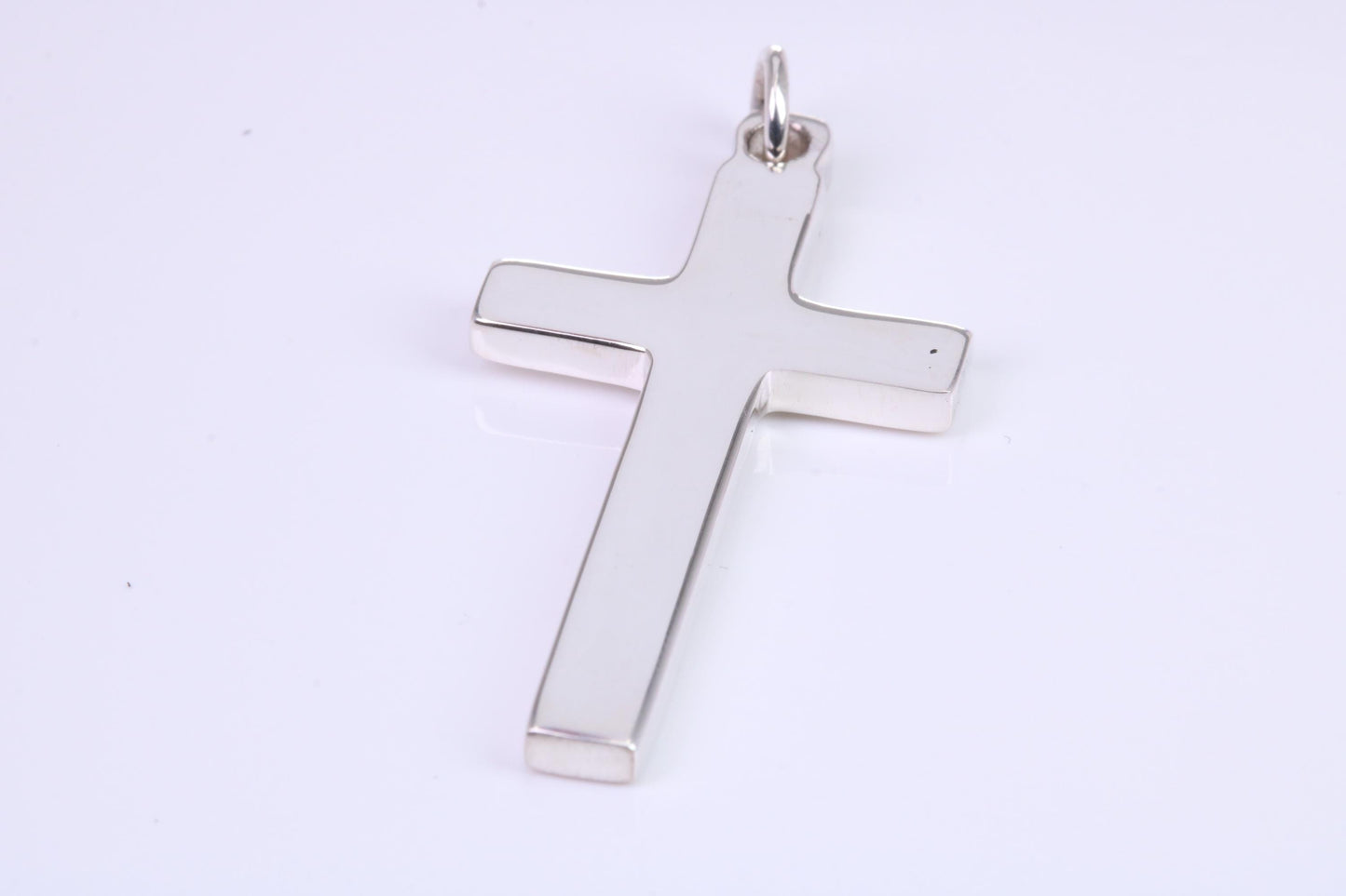 38 mm Long Plain Polished Silver Cross, Made From Solid Cast Silver