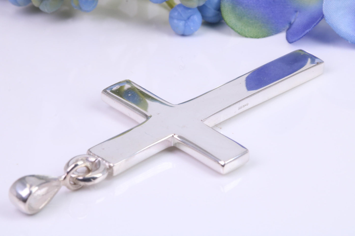 Very Large 60 mm Long Chunky Cross, High Polished Finish, Made From Solid Cast Silver, British Hallmarked