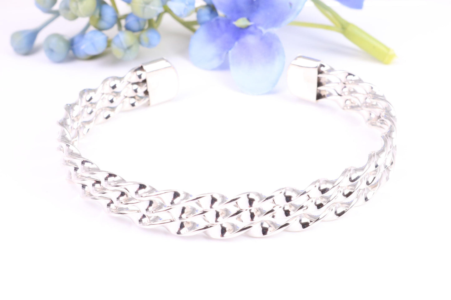 10 mm Wide Oval Solid Silver Open Ended Bangle