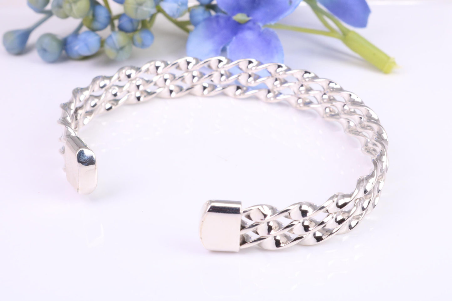 10 mm Wide Oval Solid Silver Open Ended Bangle
