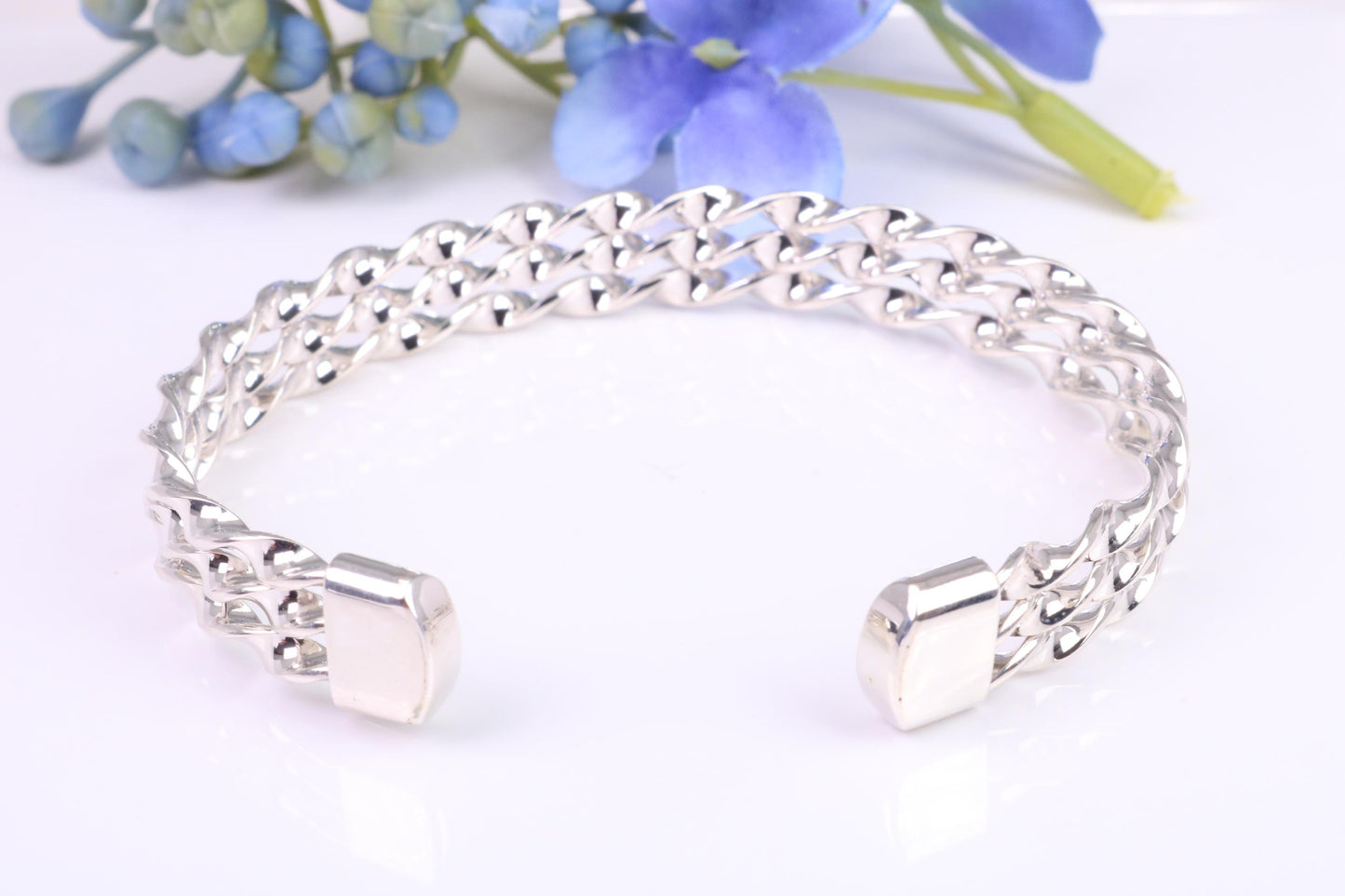 10 mm Wide Oval Solid Silver Open Ended Bangle