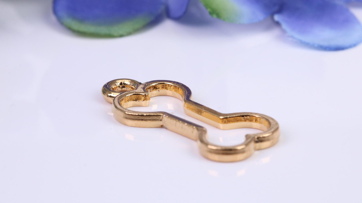 Dog Bone Charm, Traditional Charm, Made from Solid Yellow Gold, British Hallmarked