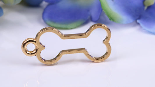 Dog Bone Charm, Traditional Charm, Made from Solid Yellow Gold, British Hallmarked