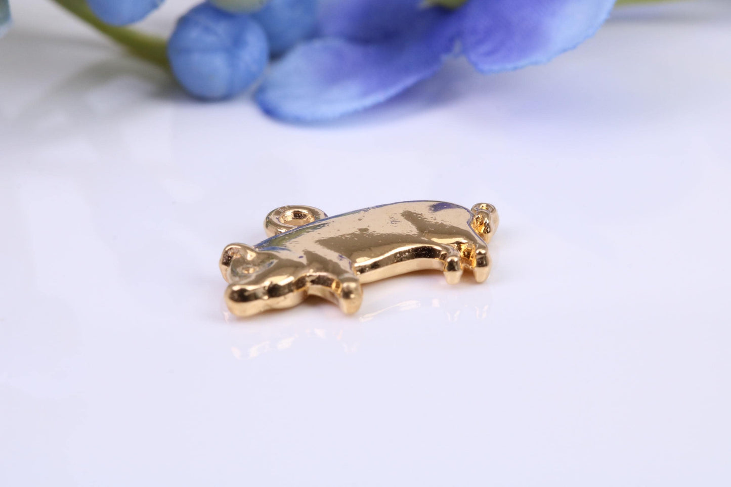 Pig Charm, Traditional Charm, Made from Solid Yellow Gold, British Hallmarked, Complete with Attachment Link