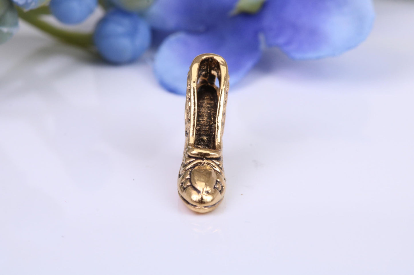 Stiletto Charm, Made from Solid Cast Yellow Gold, British Hallmarked, Complete with Attachment Link