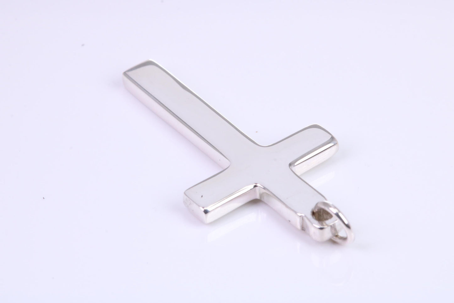 38 mm Long Plain Polished Silver Cross, Made From Solid Cast Silver