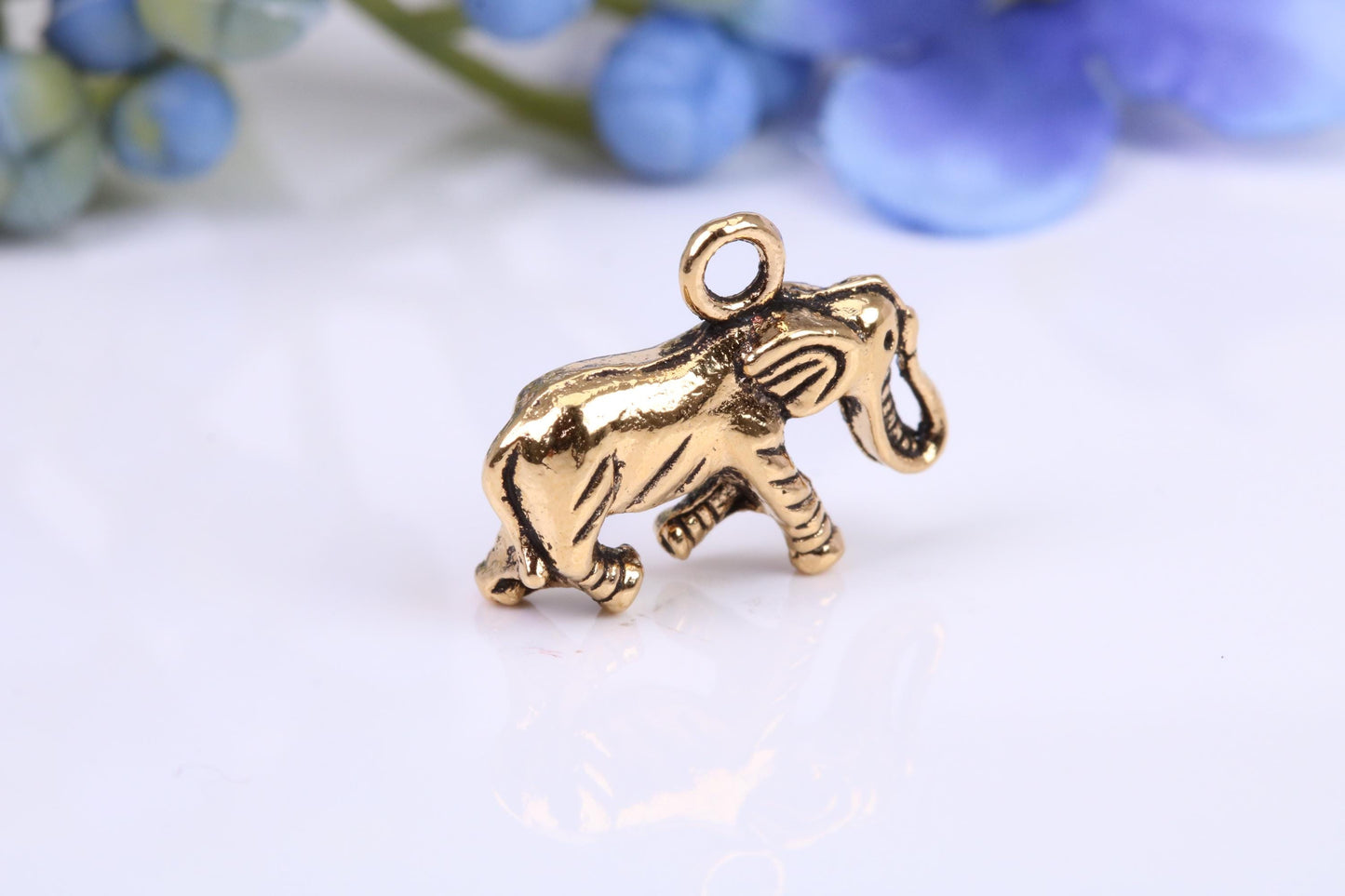 Elephant Charm, Traditional Charm, Made from Solid Cast Yellow Gold, British Hallmarked