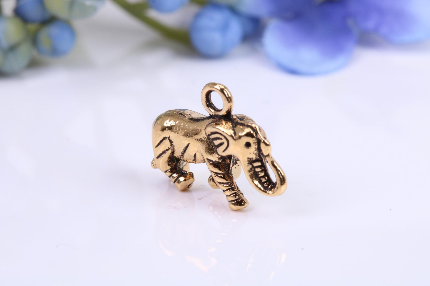 Elephant Charm, Traditional Charm, Made from Solid Cast Yellow Gold, British Hallmarked