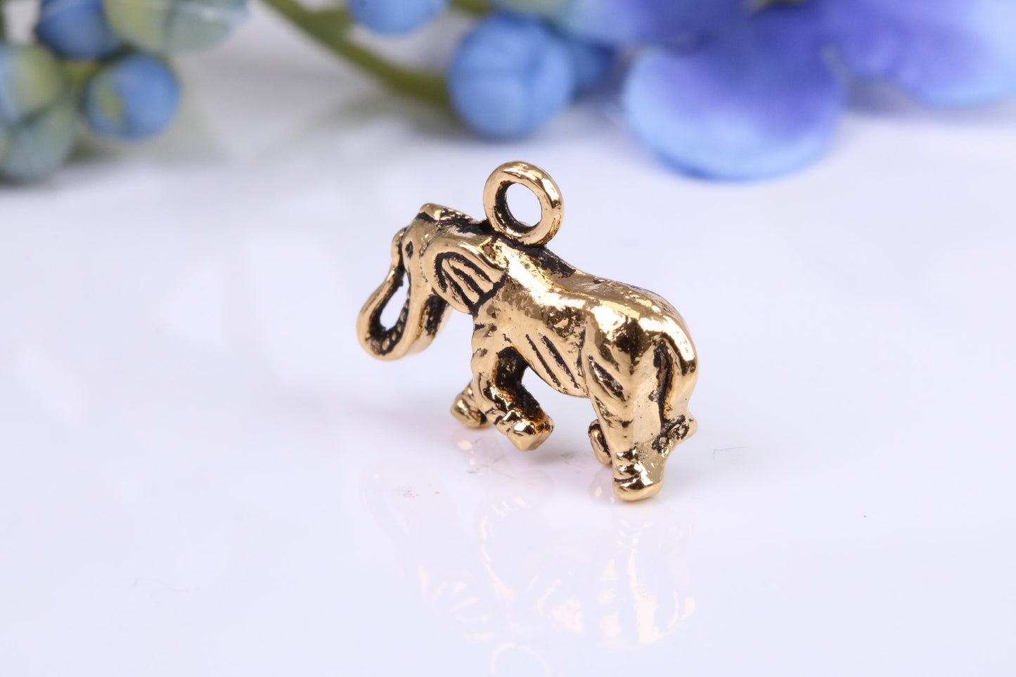 Elephant Charm, Traditional Charm, Made from Solid Cast Yellow Gold, British Hallmarked