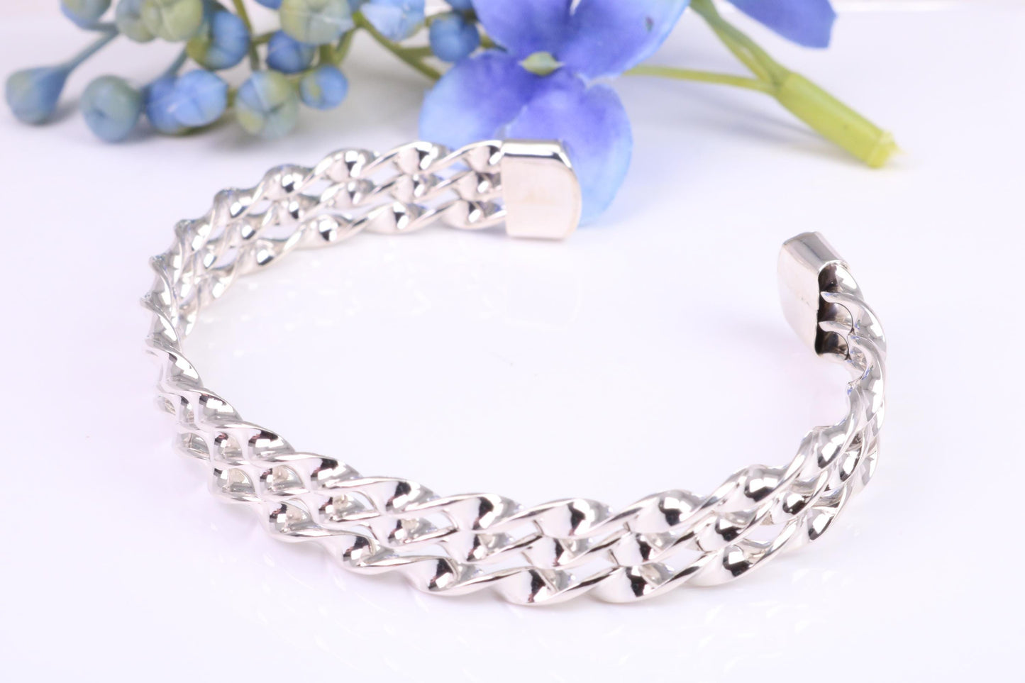 10 mm Wide Oval Solid Silver Open Ended Bangle