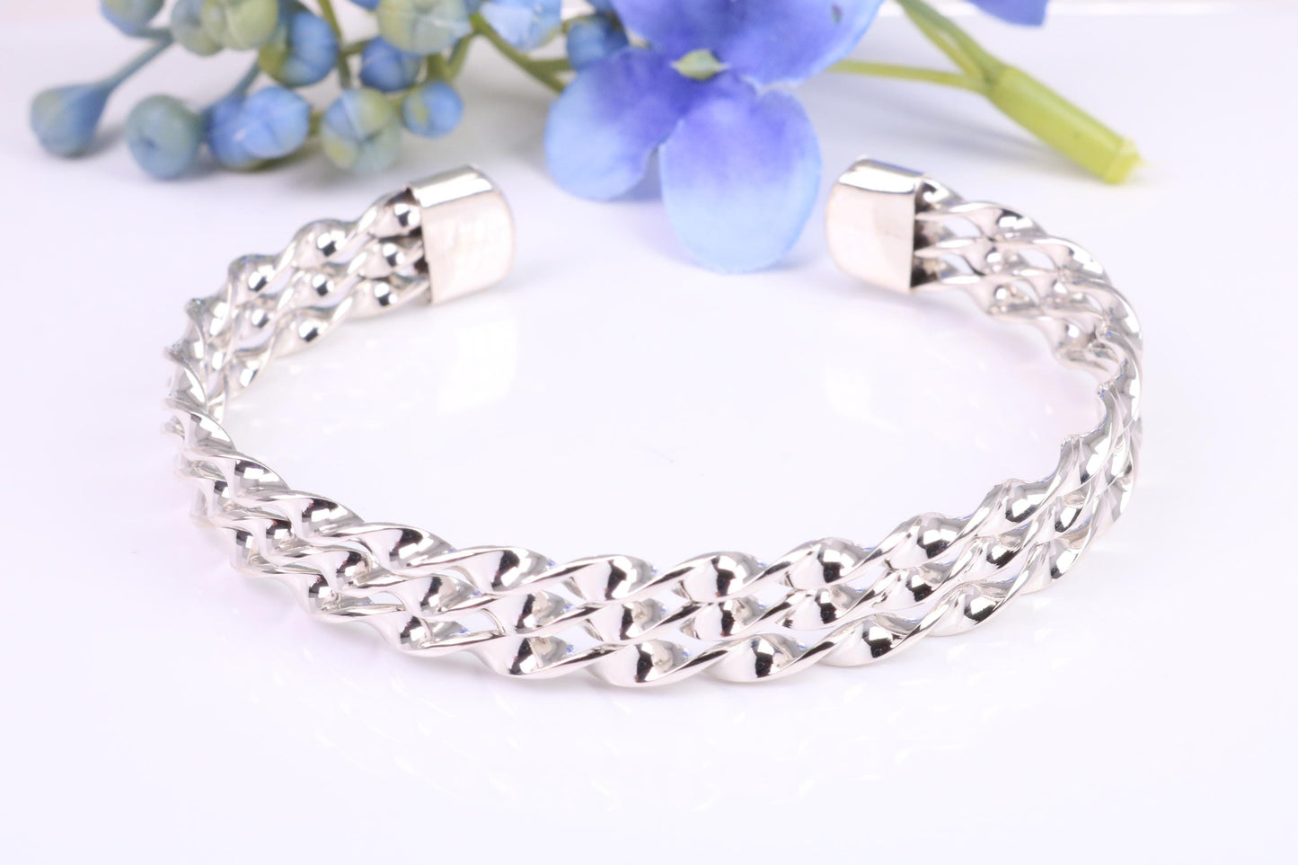 10 mm Wide Oval Solid Silver Open Ended Bangle