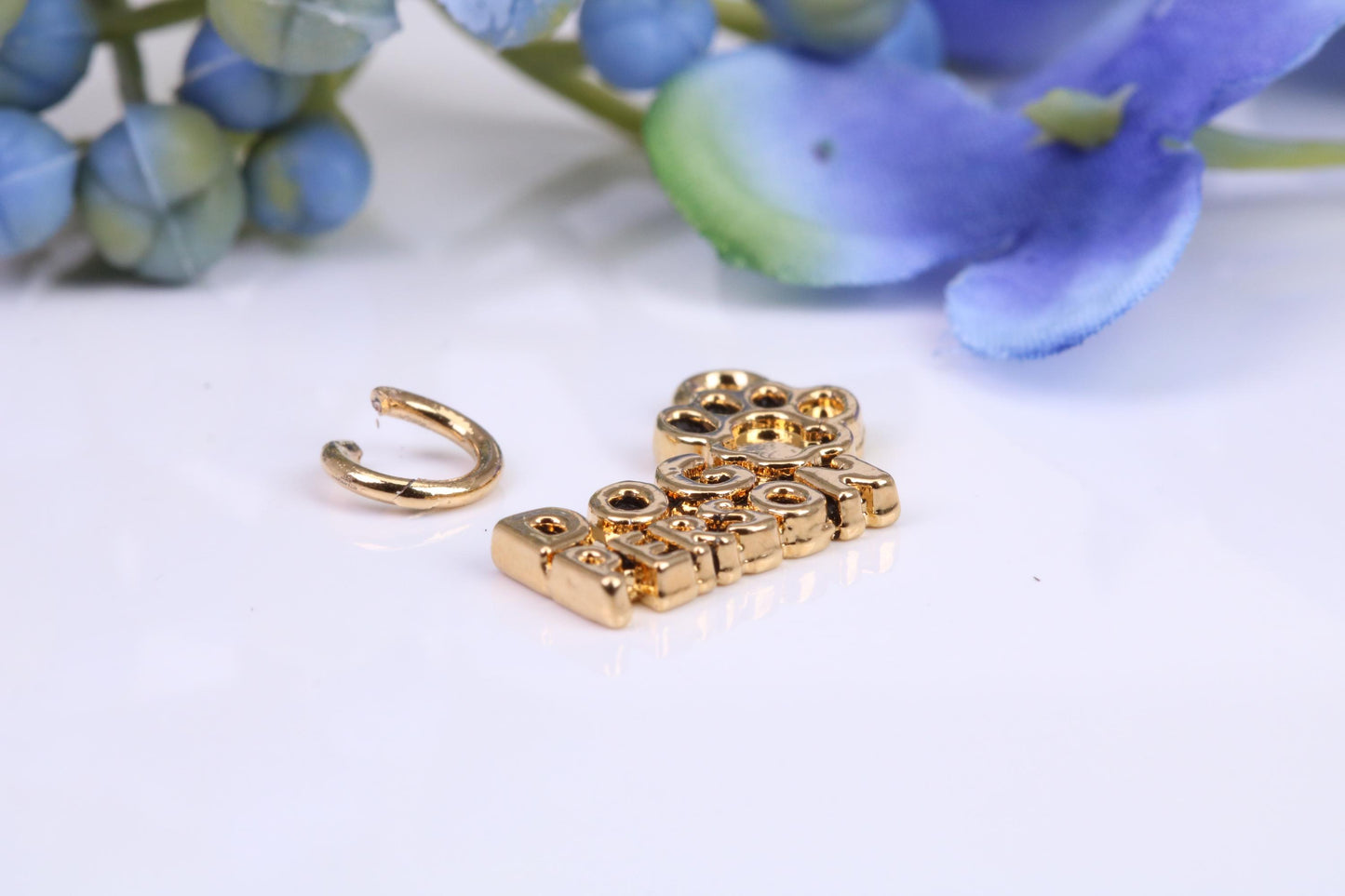 Dog Person Charm, Made from Solid Cast Yellow Gold, British Hallmarked, Complete with Attachment Link