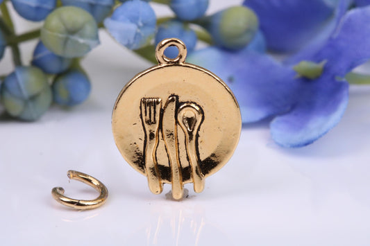 Dinner Plate Charm, Made from Solid Cast Yellow Gold, British Hallmarked