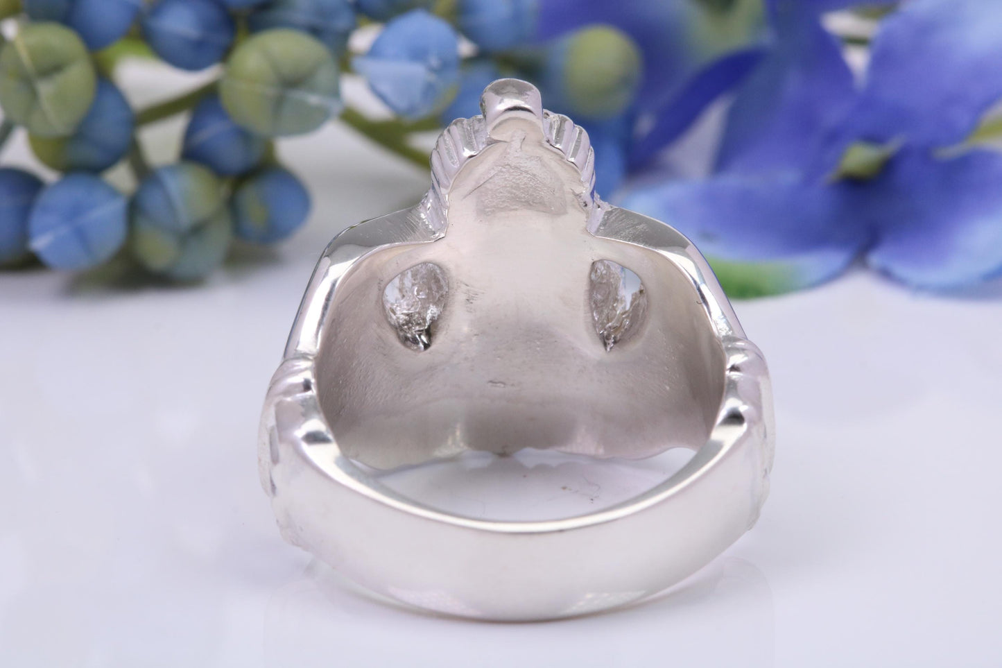 Very large and very very heavy Claddagh ring, made from solid cast silver, British Hallmarked