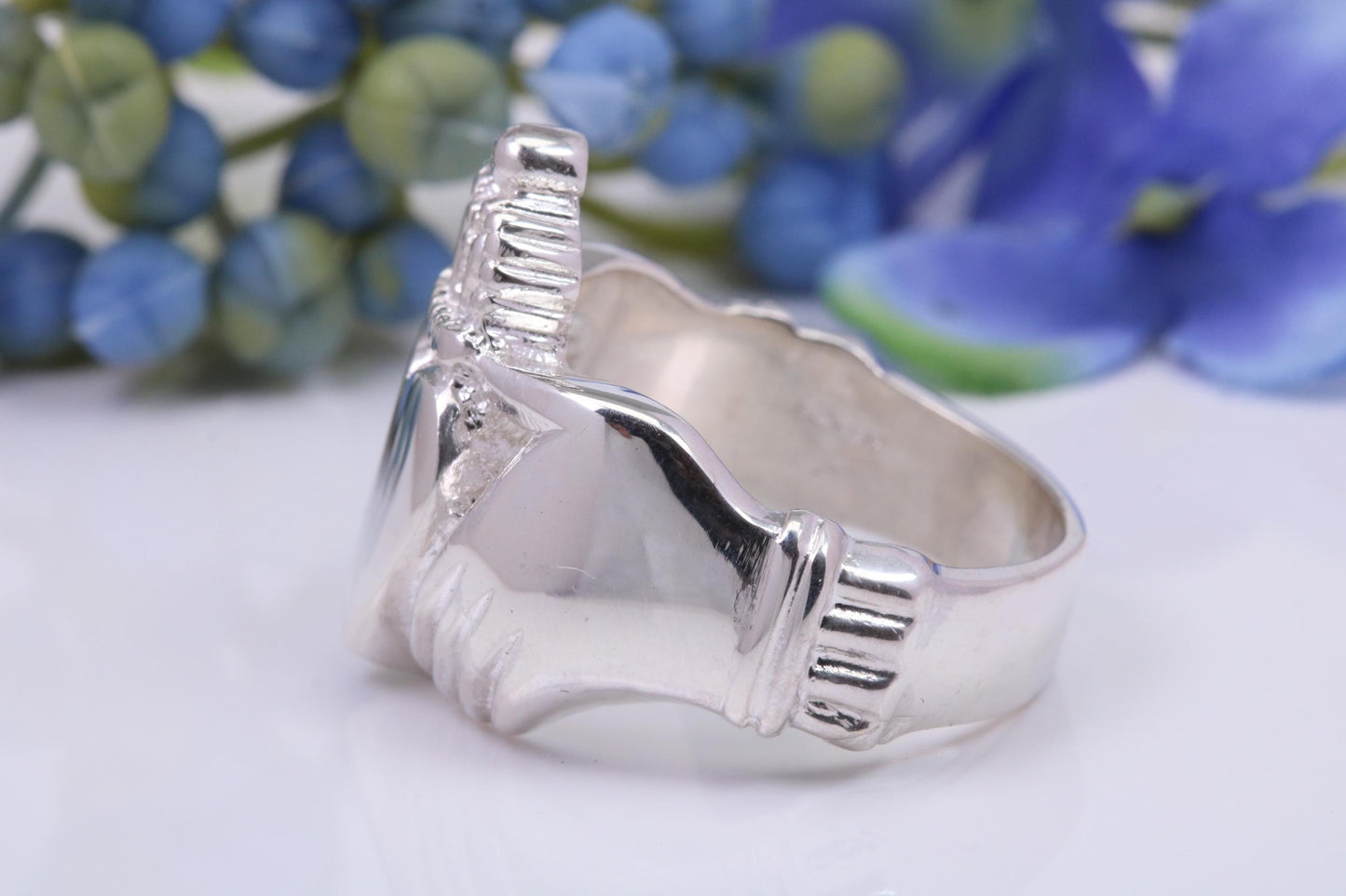 Very large and very very heavy Claddagh ring, made from solid cast silver, British Hallmarked