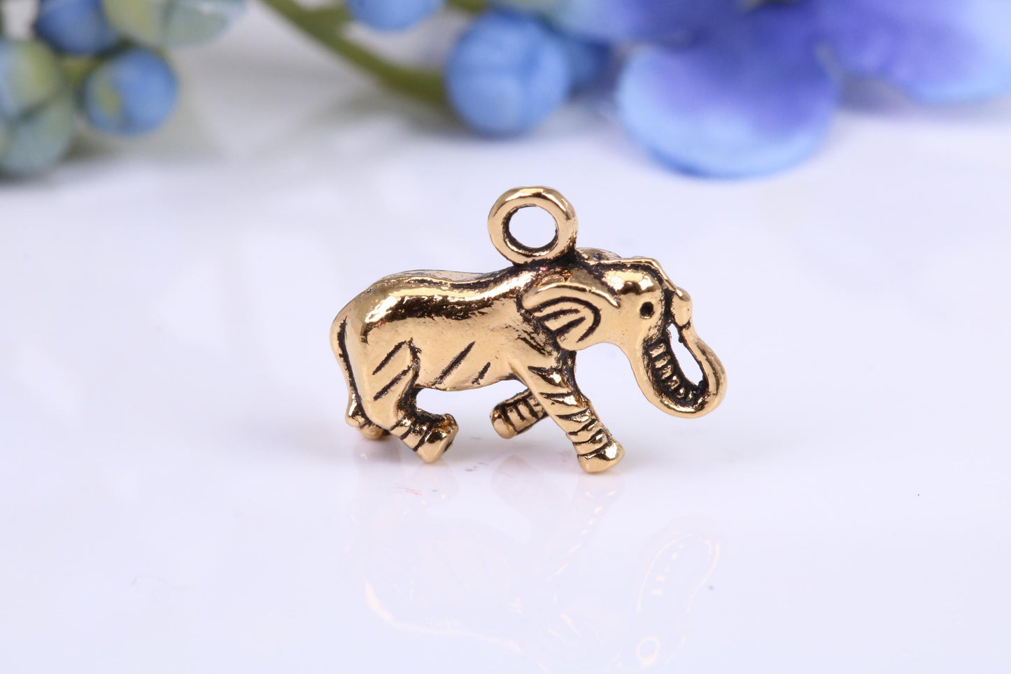 Elephant Charm, Traditional Charm, Made from Solid Cast Yellow Gold, British Hallmarked