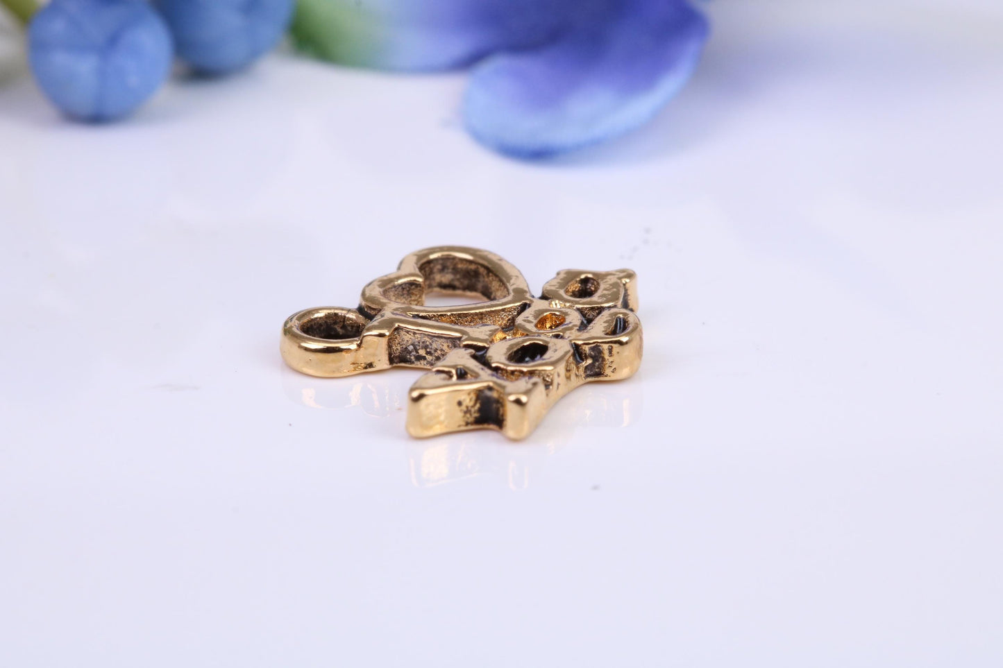 I Love Yoga Charm, Traditional Charm, Made from Solid Cast Yellow Gold, British Hallmarked