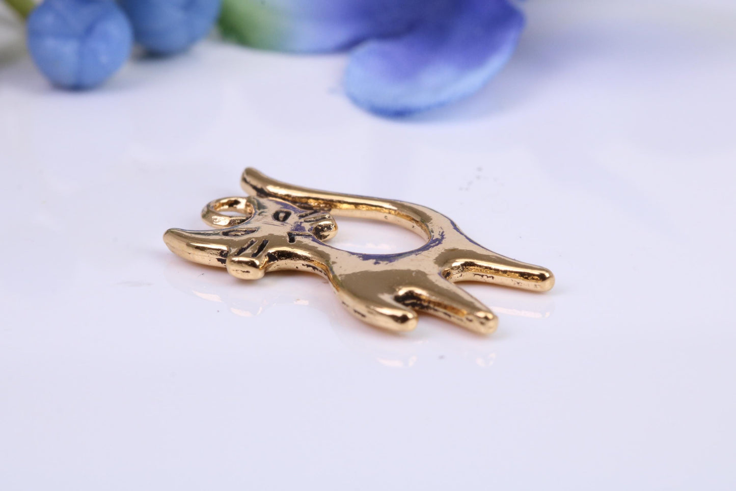 Cat Charm, Traditional Charm, Made from Solid Cast Yellow Gold, British Hallmarked