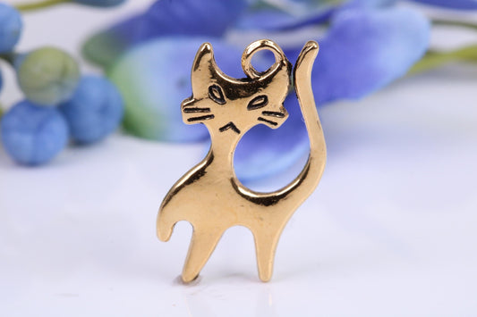 Cat Charm, Traditional Charm, Made from Solid Cast Yellow Gold, British Hallmarked