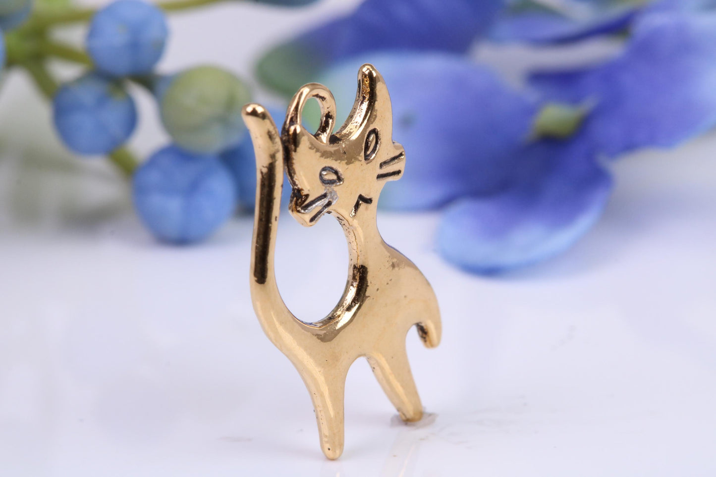 Cat Charm, Traditional Charm, Made from Solid Cast Yellow Gold, British Hallmarked