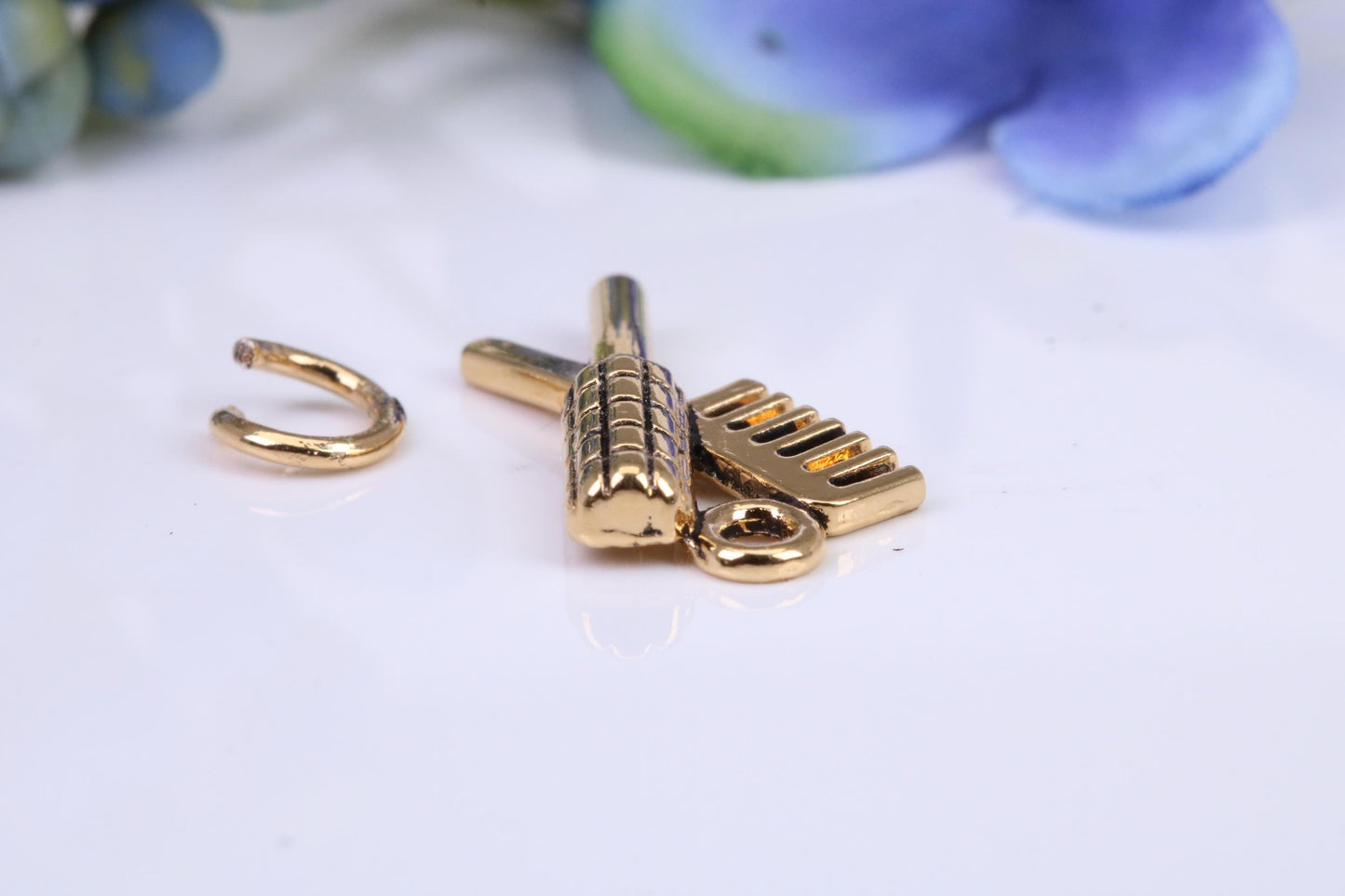 Comb and Hair Brush Charm, Traditional Charm, Made from Solid Cast Yellow Gold, British Hallmarked