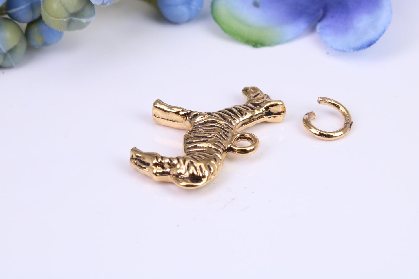 African Zebra Charm, Traditional Charm, Made from Solid Cast Yellow Gold, British Hallmarked