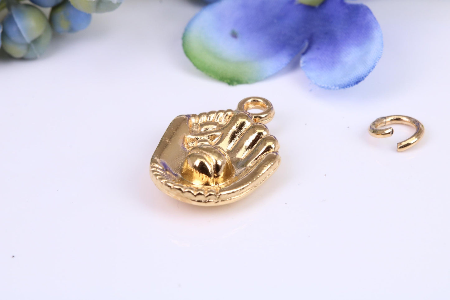 Baseball Glove and Ball Charm, Traditional Charm, Made from Solid Cast Yellow Gold, British Hallmarked