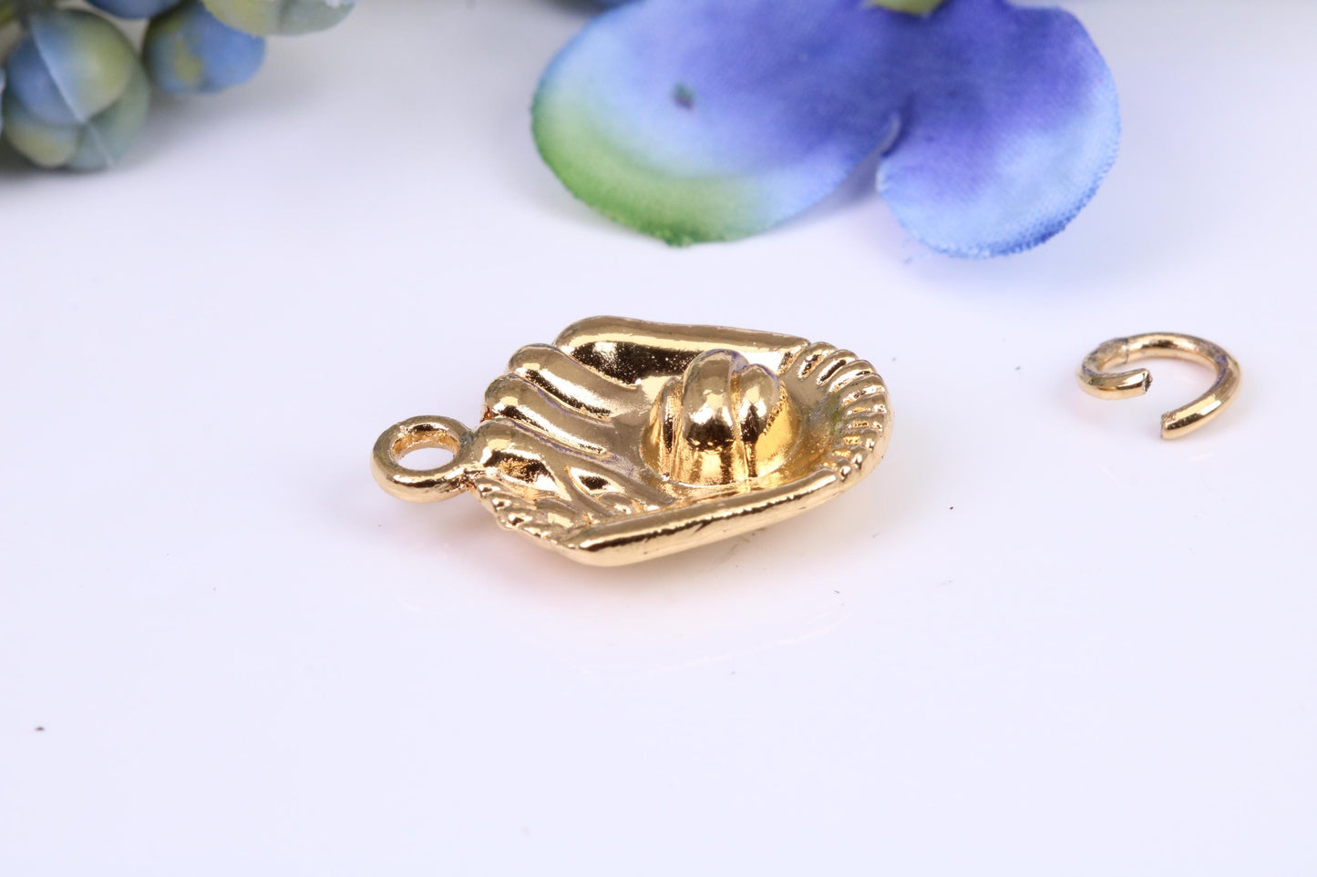 Baseball Glove and Ball Charm, Traditional Charm, Made from Solid Cast Yellow Gold, British Hallmarked