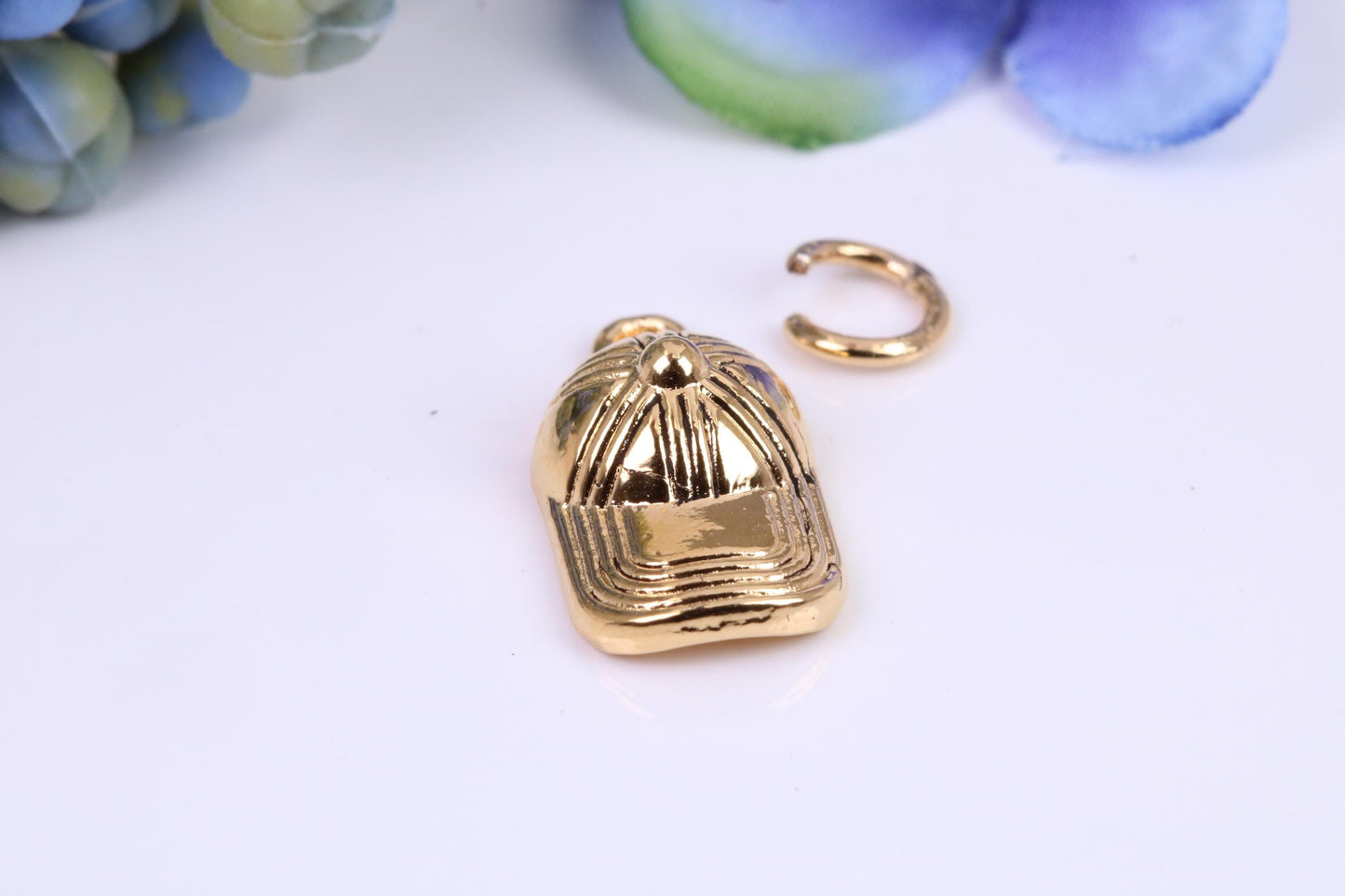 Baseball Cap Charm, Traditional Charm, Made from Solid Cast Yellow Gold, British Hallmarked