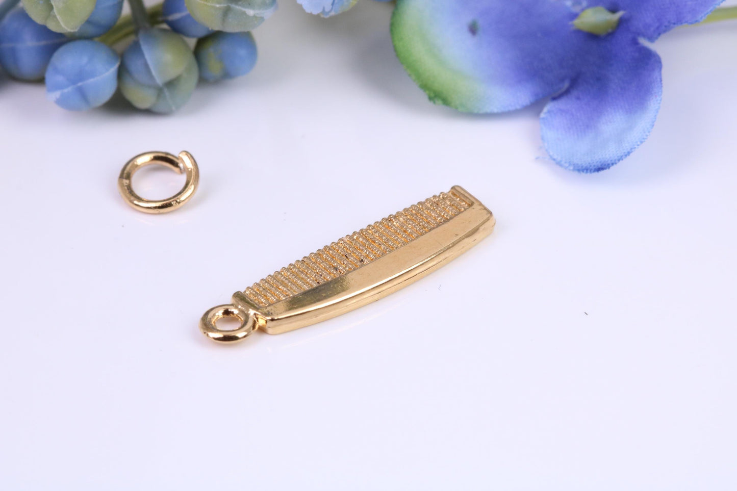 Hair Comb Charm, Made from Solid Cast Yellow Gold, British Hallmarked, Complete with Attachment Link