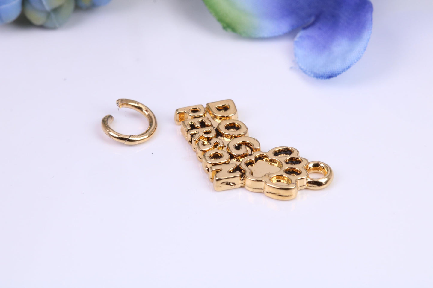 Dog Person Charm, Made from Solid Cast Yellow Gold, British Hallmarked, Complete with Attachment Link