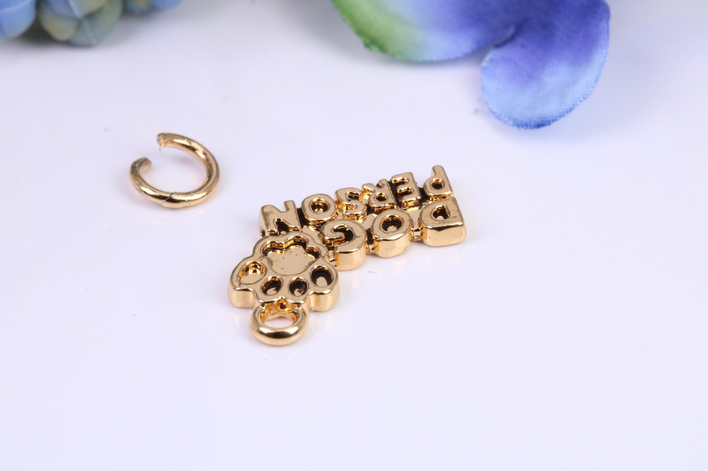 Dog Person Charm, Made from Solid Cast Yellow Gold, British Hallmarked, Complete with Attachment Link