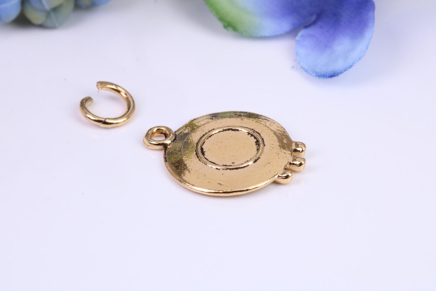 Dinner Plate Charm, Made from Solid Cast Yellow Gold, British Hallmarked