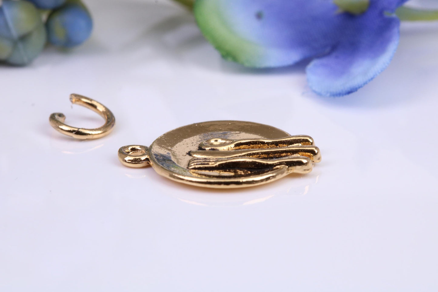 Dinner Plate Charm, Made from Solid Cast Yellow Gold, British Hallmarked