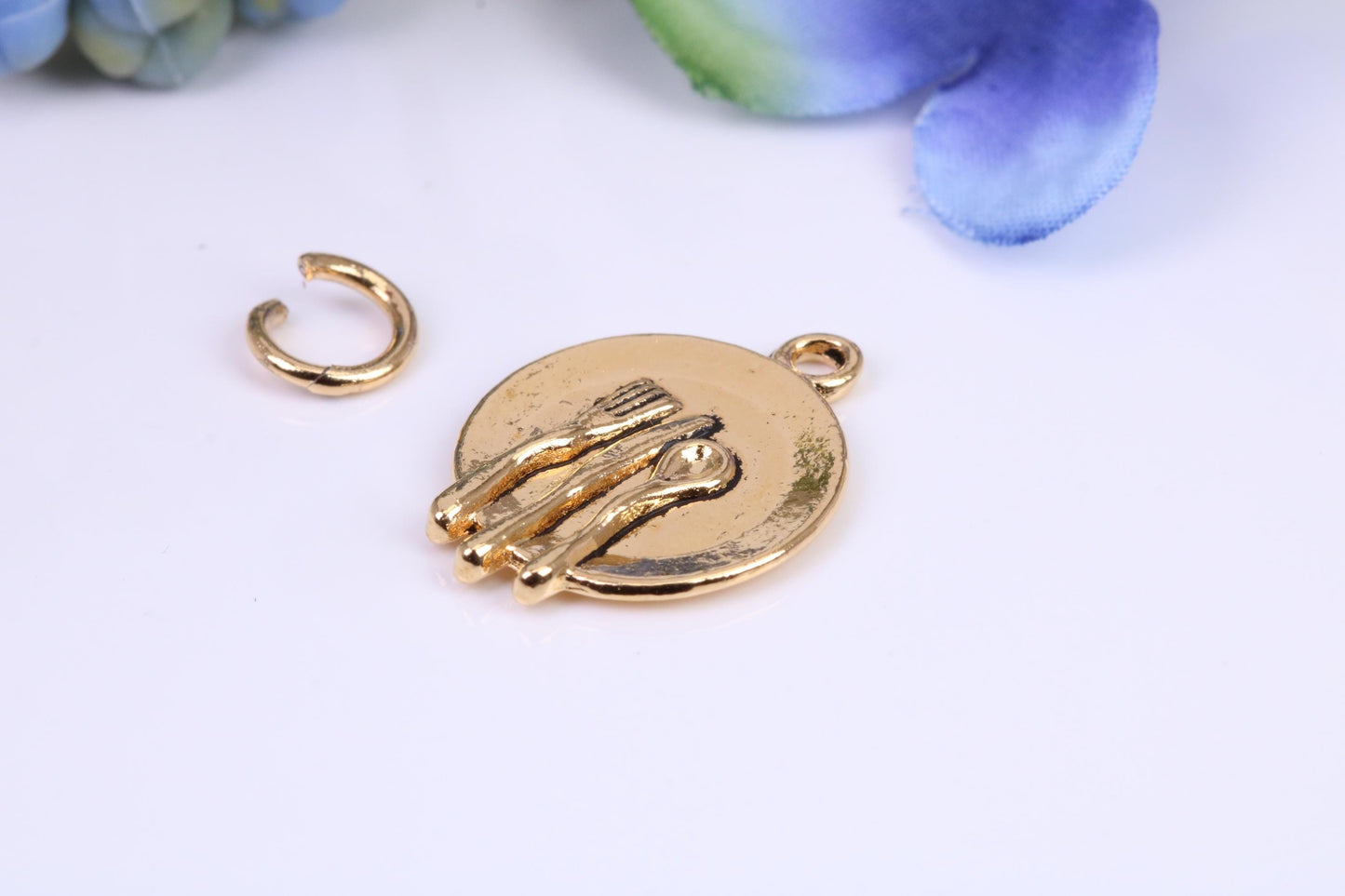 Dinner Plate Charm, Made from Solid Cast Yellow Gold, British Hallmarked