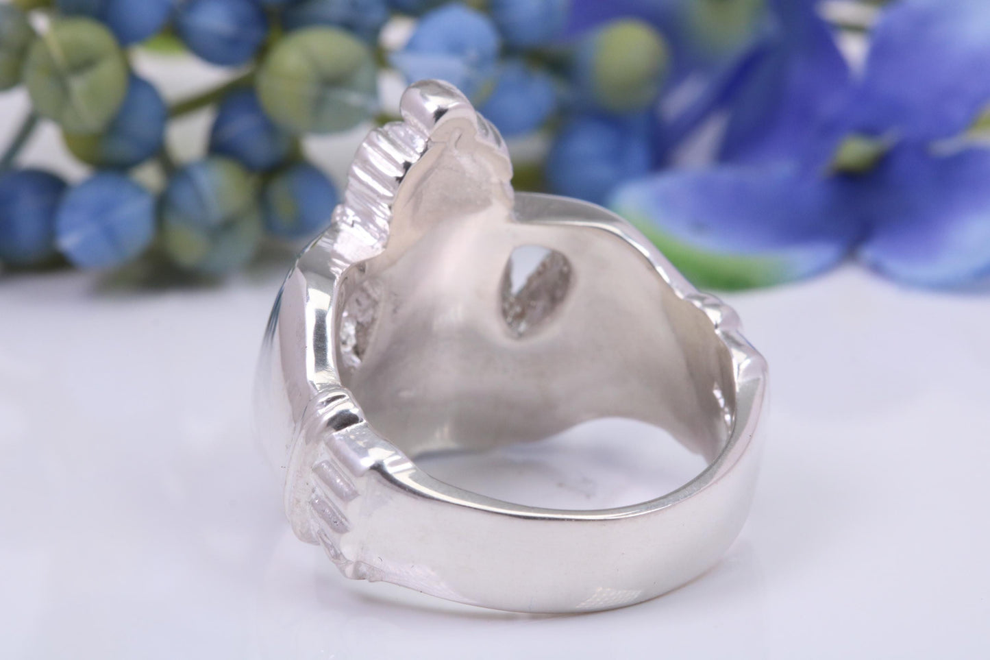 Very large and very very heavy Claddagh ring, made from solid cast silver, British Hallmarked