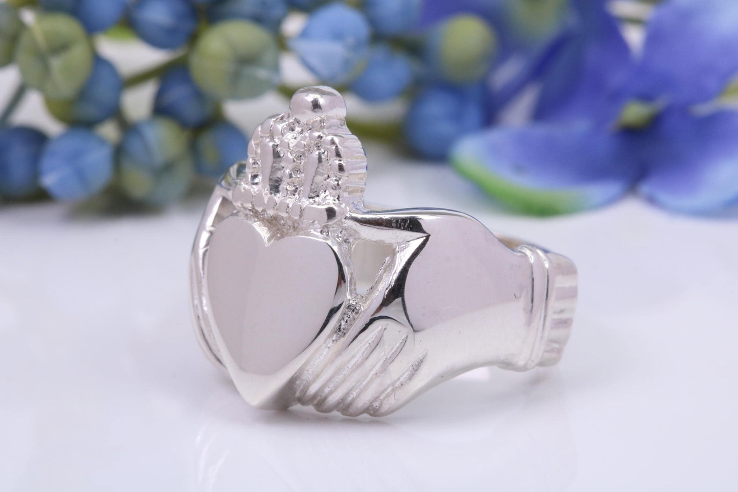 Very large and very very heavy Claddagh ring, made from solid cast silver, British Hallmarked