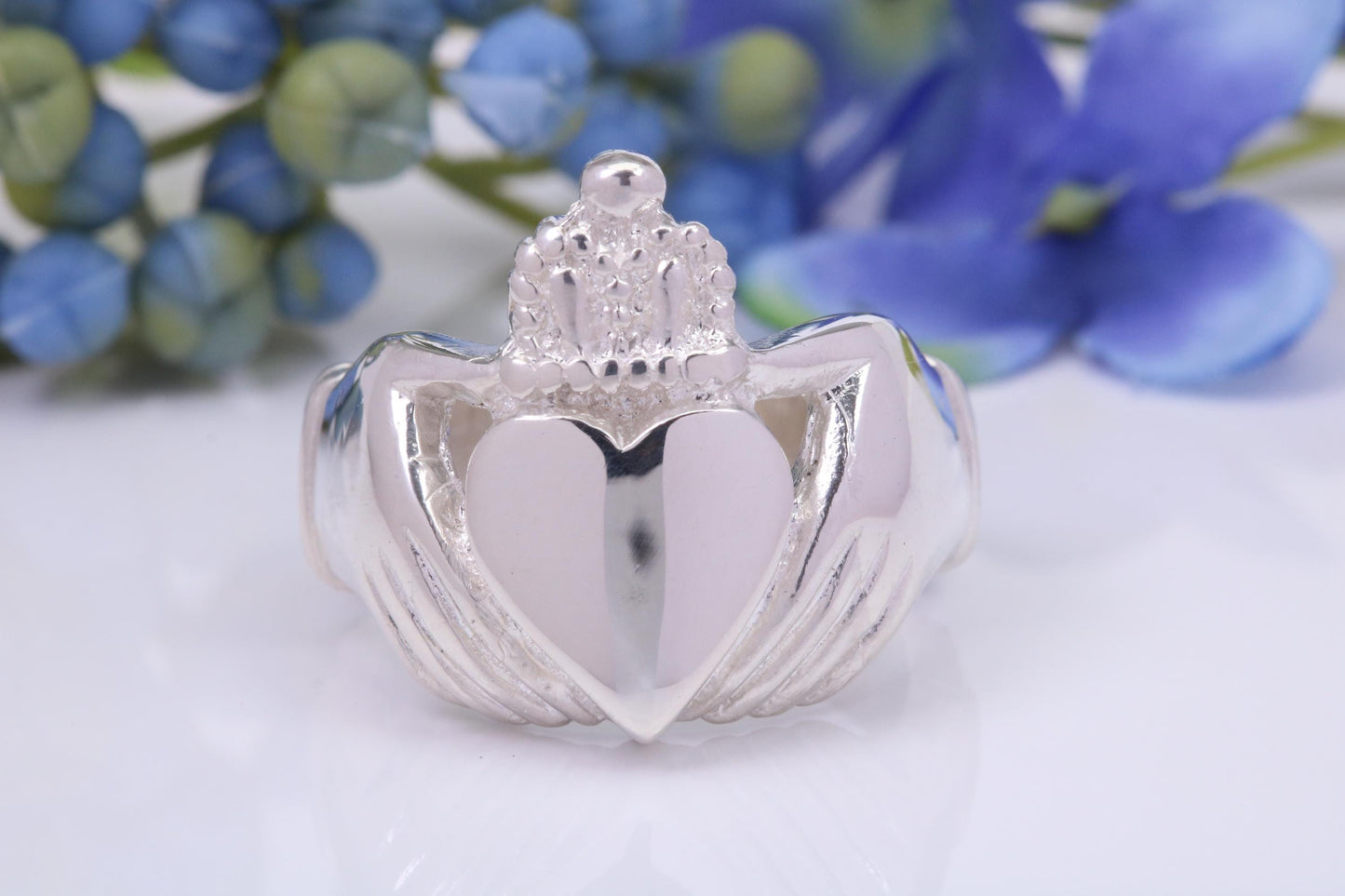Very large and very very heavy Claddagh ring, made from solid cast silver, British Hallmarked