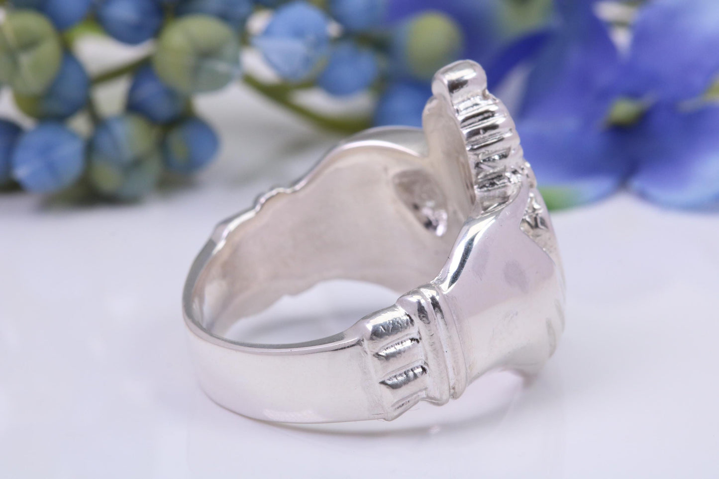 Very large and very very heavy Claddagh ring, made from solid cast silver, British Hallmarked
