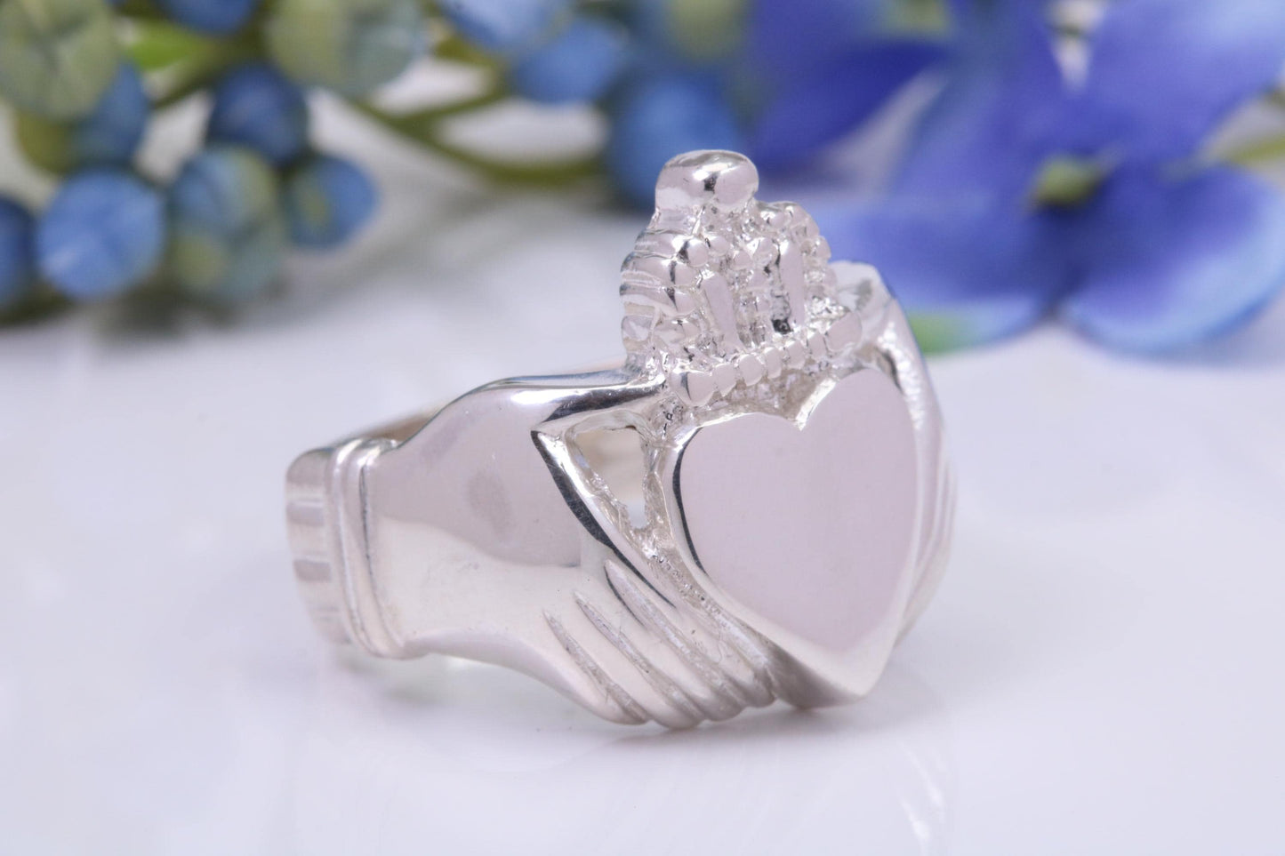 Very large and very very heavy Claddagh ring, made from solid cast silver, British Hallmarked