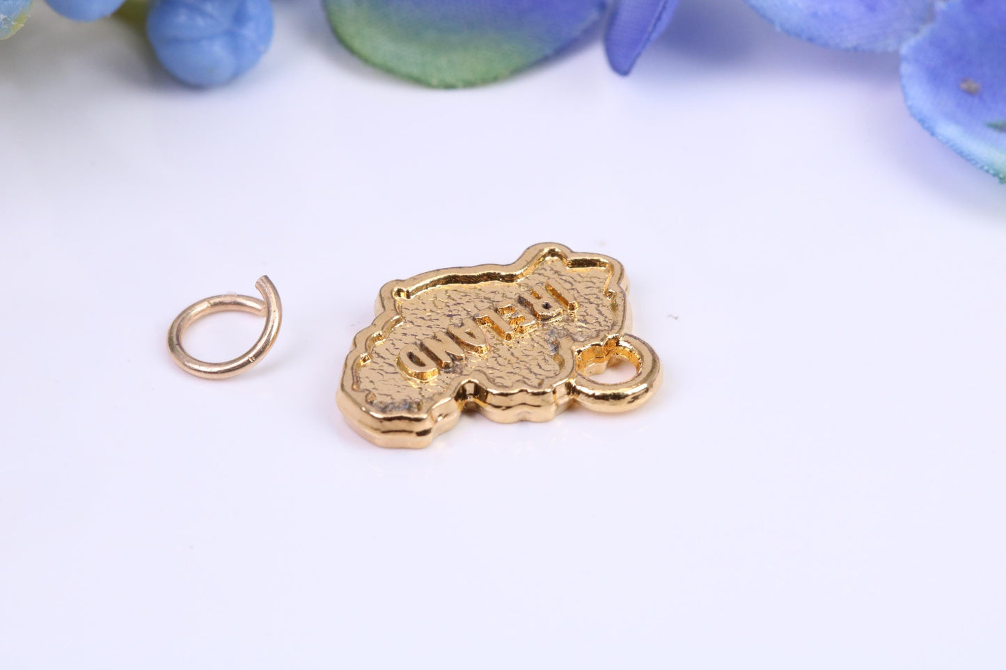 Map of Ireland Charm, Made from Solid Yellow Gold, British Hallmarked, Complete with Attachment Link