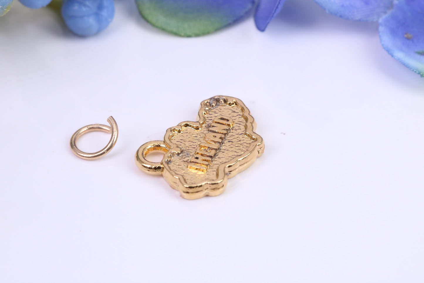 Map of Ireland Charm, Made from Solid Yellow Gold, British Hallmarked, Complete with Attachment Link