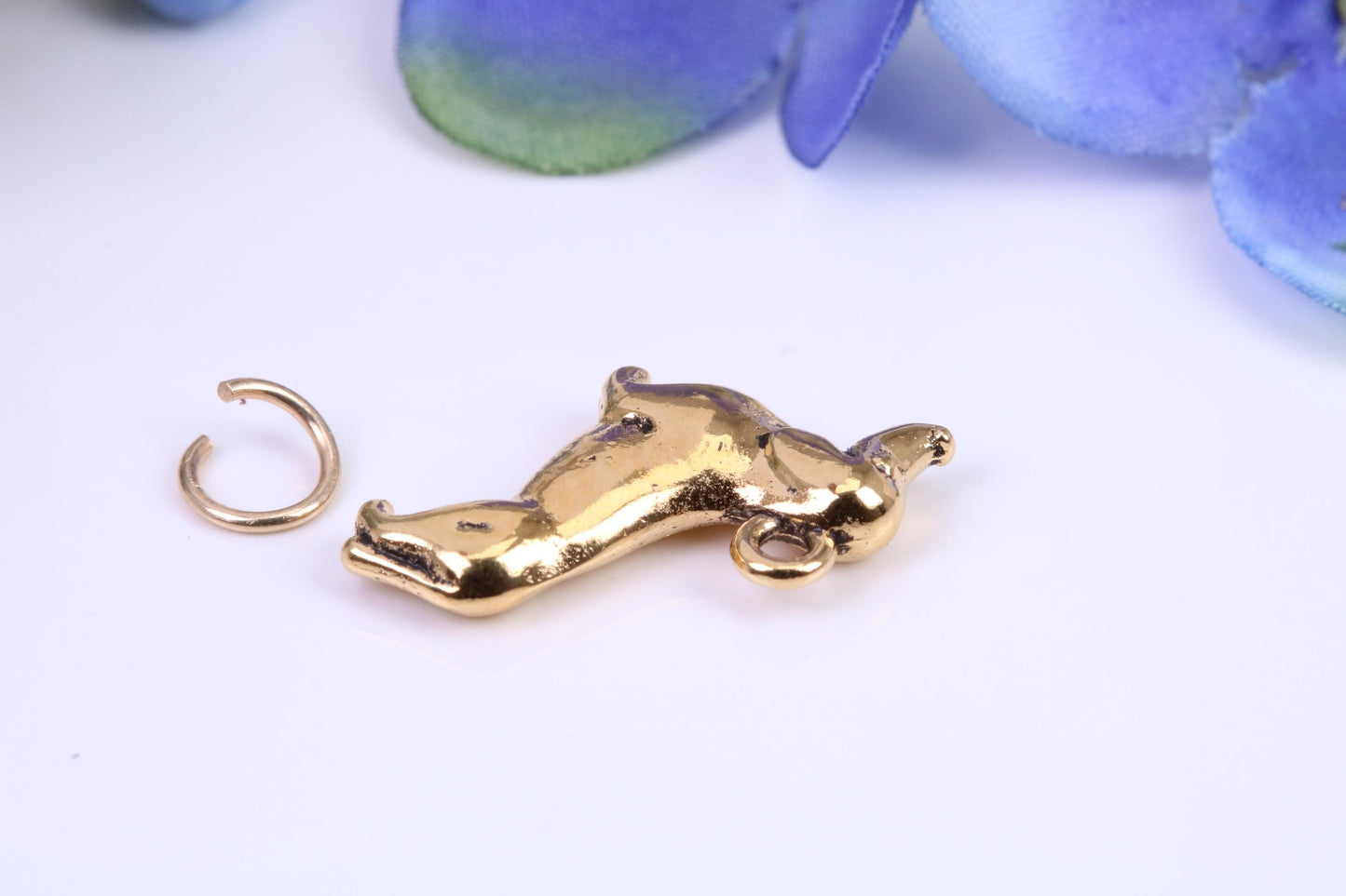 Dachshund Dog Charm, Made from Solid Cast Yellow Gold, Complete with Attachment Link