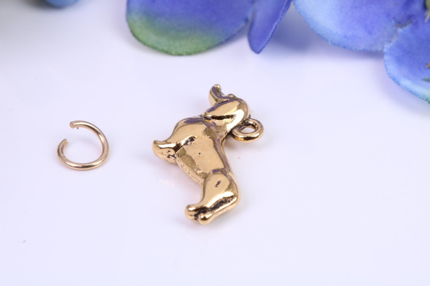 Dachshund Dog Charm, Made from Solid Cast Yellow Gold, Complete with Attachment Link