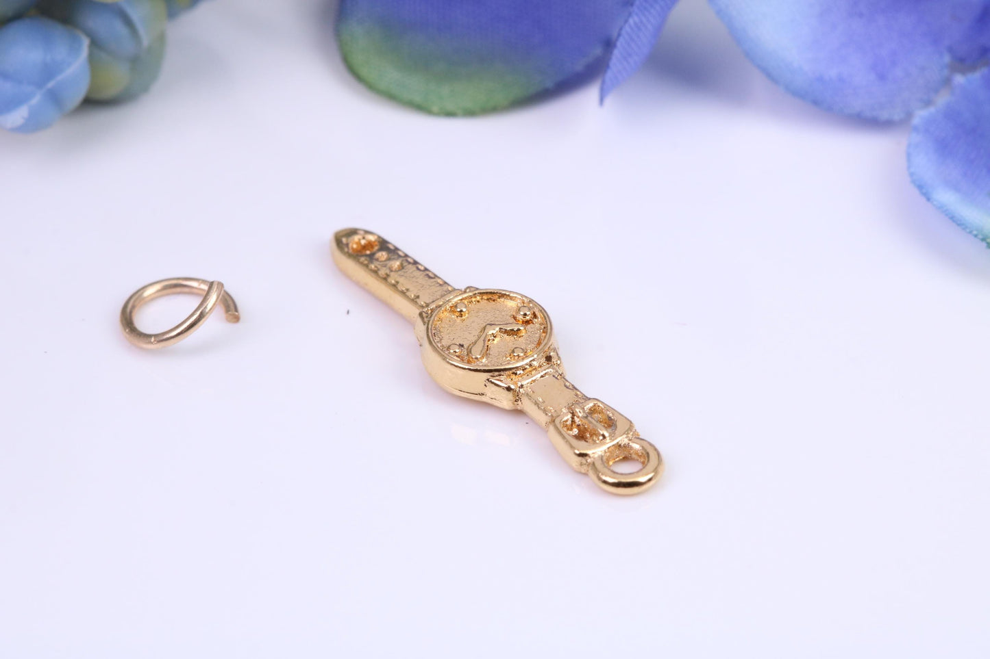 Watch Charm, Made from Solid Cast Yellow Gold, British Hallmarked and Complete with Attachment Link