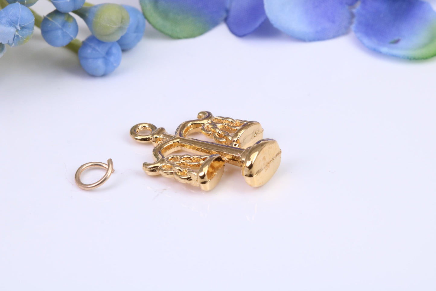 Weighing Scales Charm, Made from Solid Yellow Gold, British Hallmarked, Complete with Attachment Link