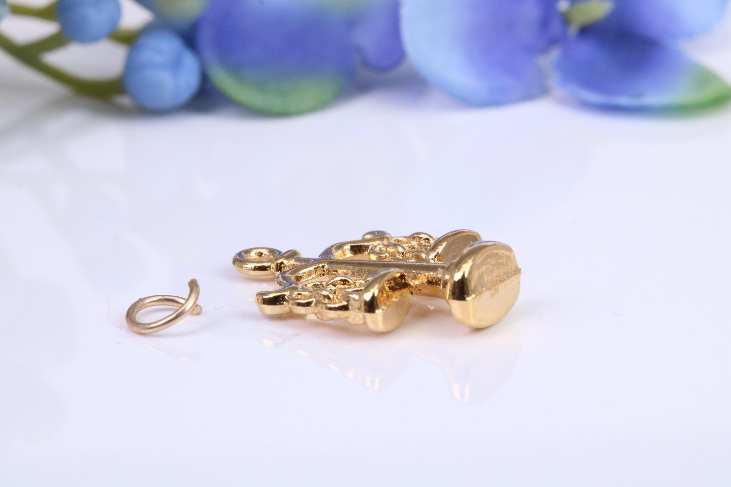 Weighing Scales Charm, Made from Solid Yellow Gold, British Hallmarked, Complete with Attachment Link