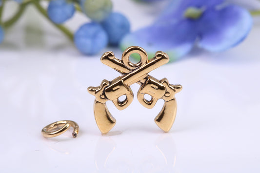 Pair of Revolver Charm, Made from Solid Cast Yellow Gold, British Hallmarked